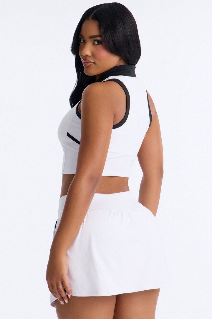 Courtside Cutie Mini Skirt Set - White/Black