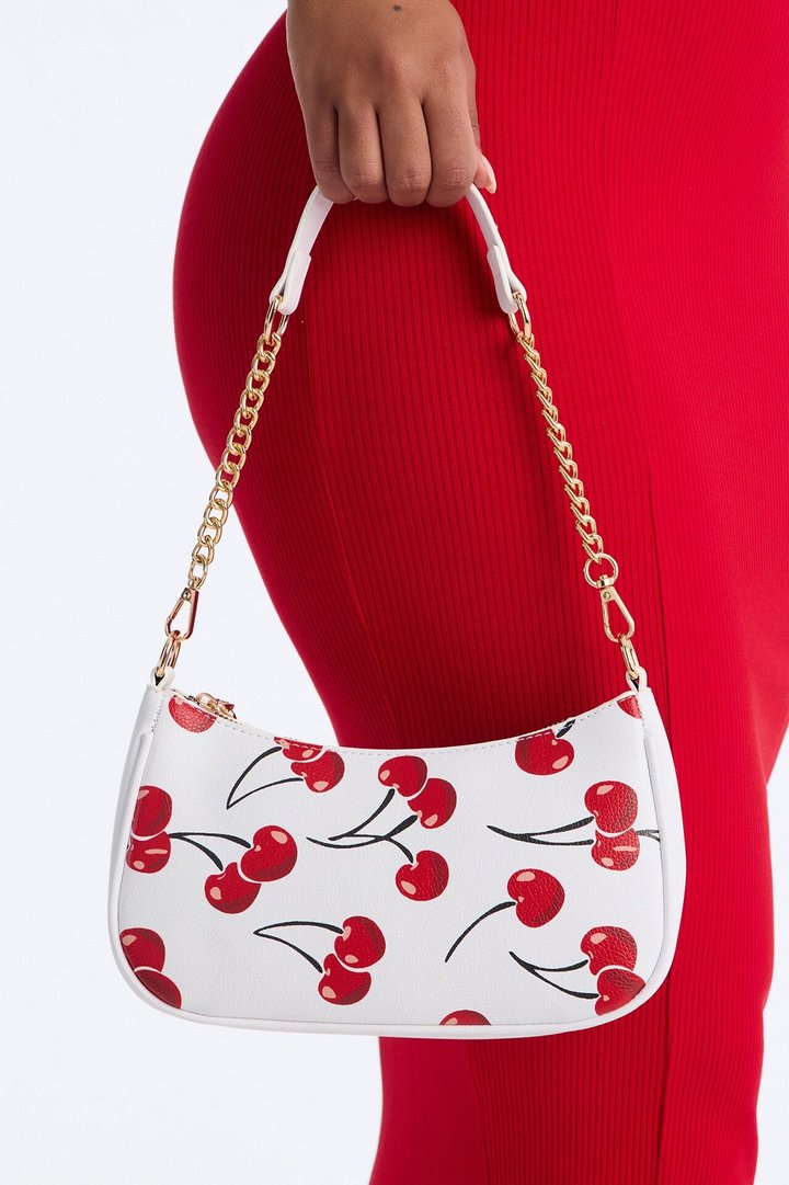 Sweet Like A Cherry Faux Leather Shoulder Bag - White