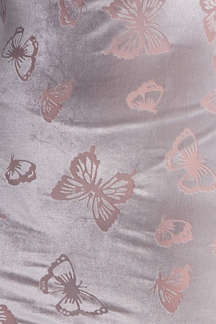 Got My Wings Butterfly Velvet Mini Dress - Silver