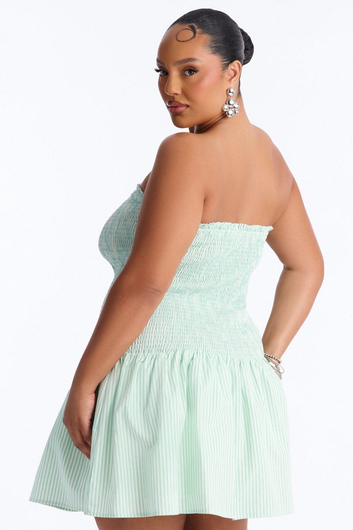 Sophia Smocked Twill Mini Dress - Mint
