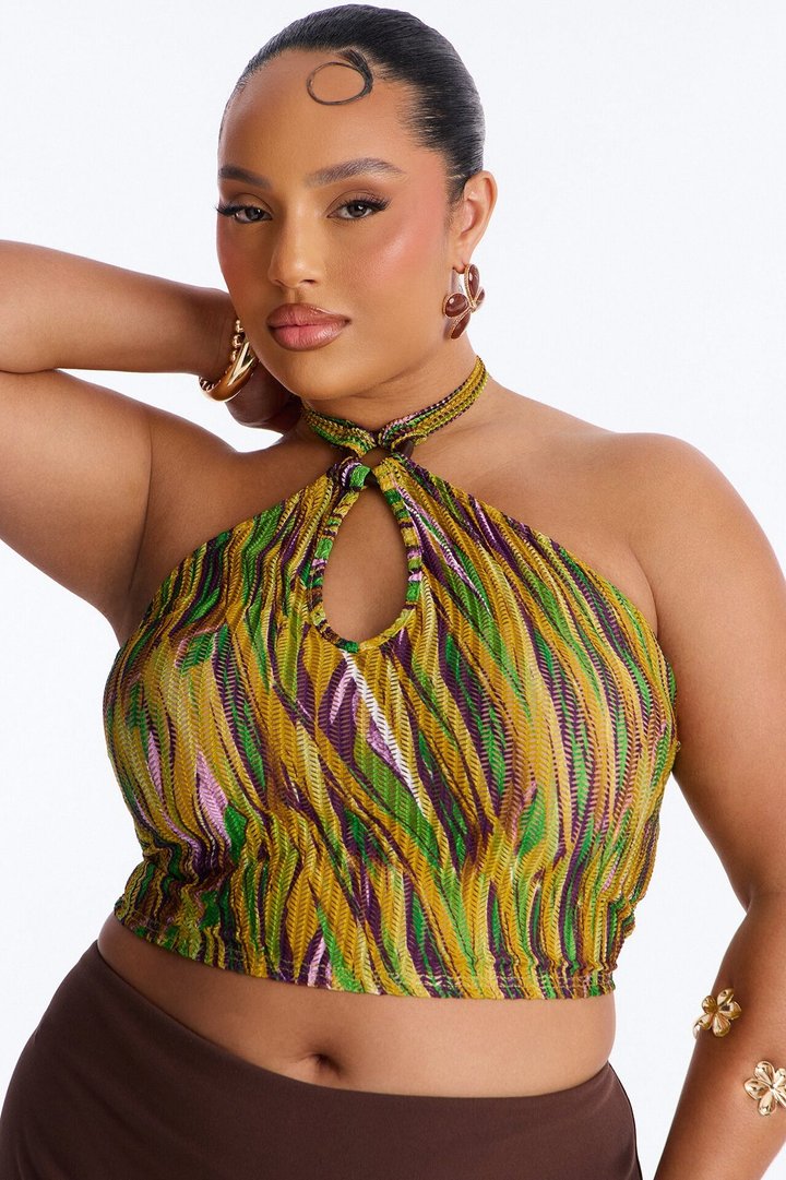 Leilani Textured Cut Out Halter Top - Multi Color