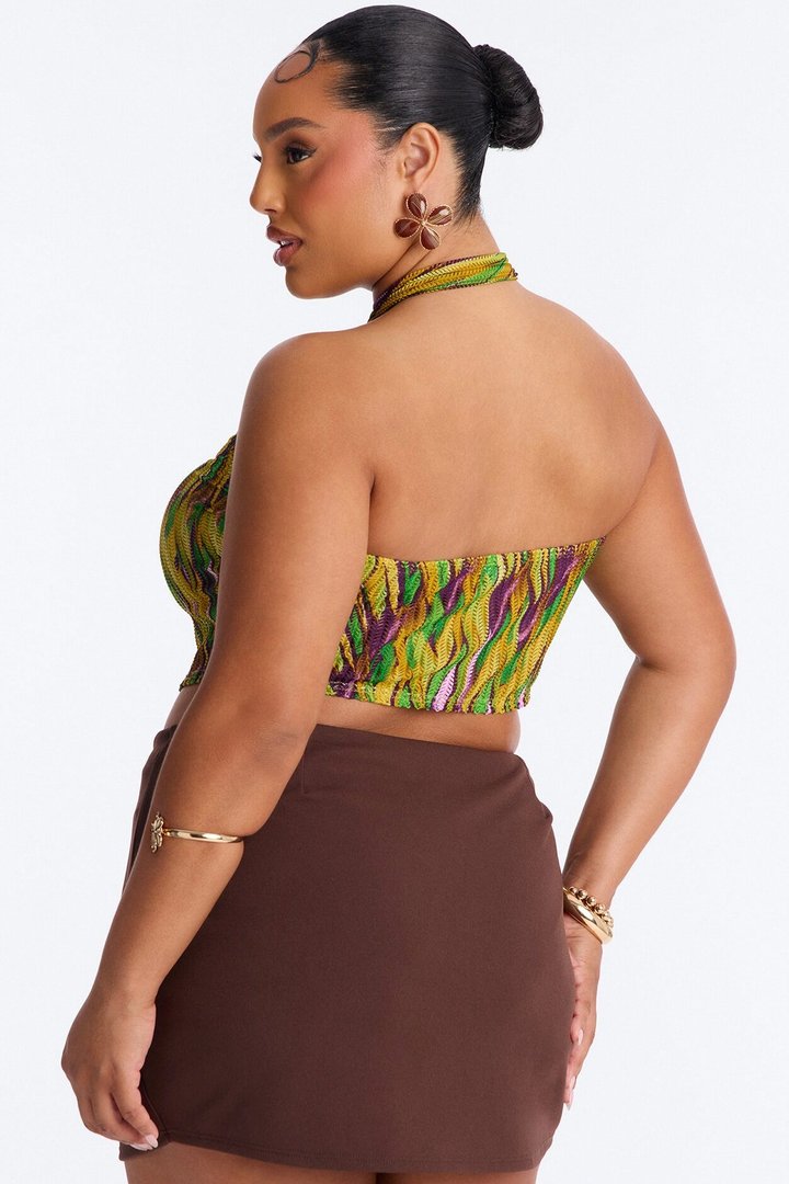 Leilani Textured Cut Out Halter Top - Multi Color