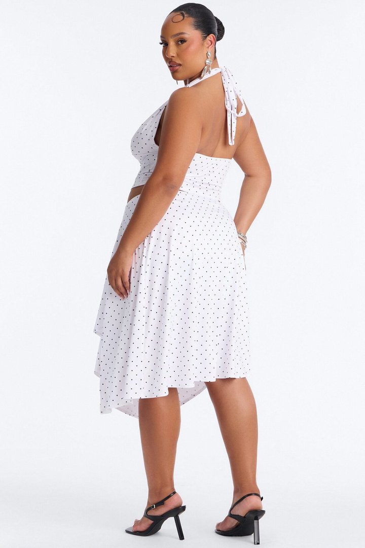 Dolly Halter Polka Dot Skirt Set - White/Black