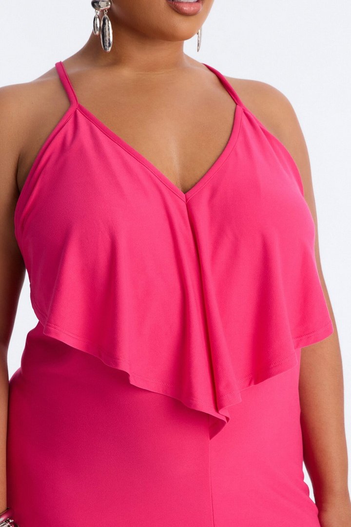 Selena Backless Drape Maxi Dress - Hot Pink
