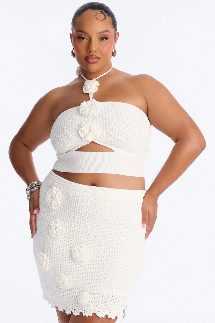 Poppy Crochet Mini Skirt Set - White