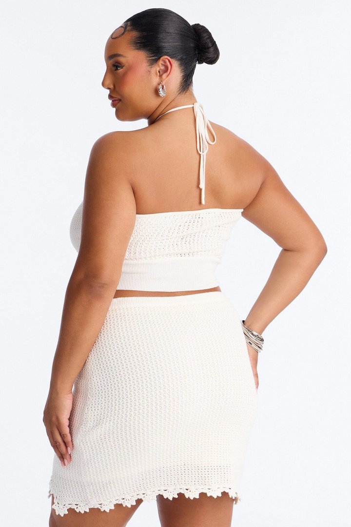 Poppy Crochet Mini Skirt Set - White