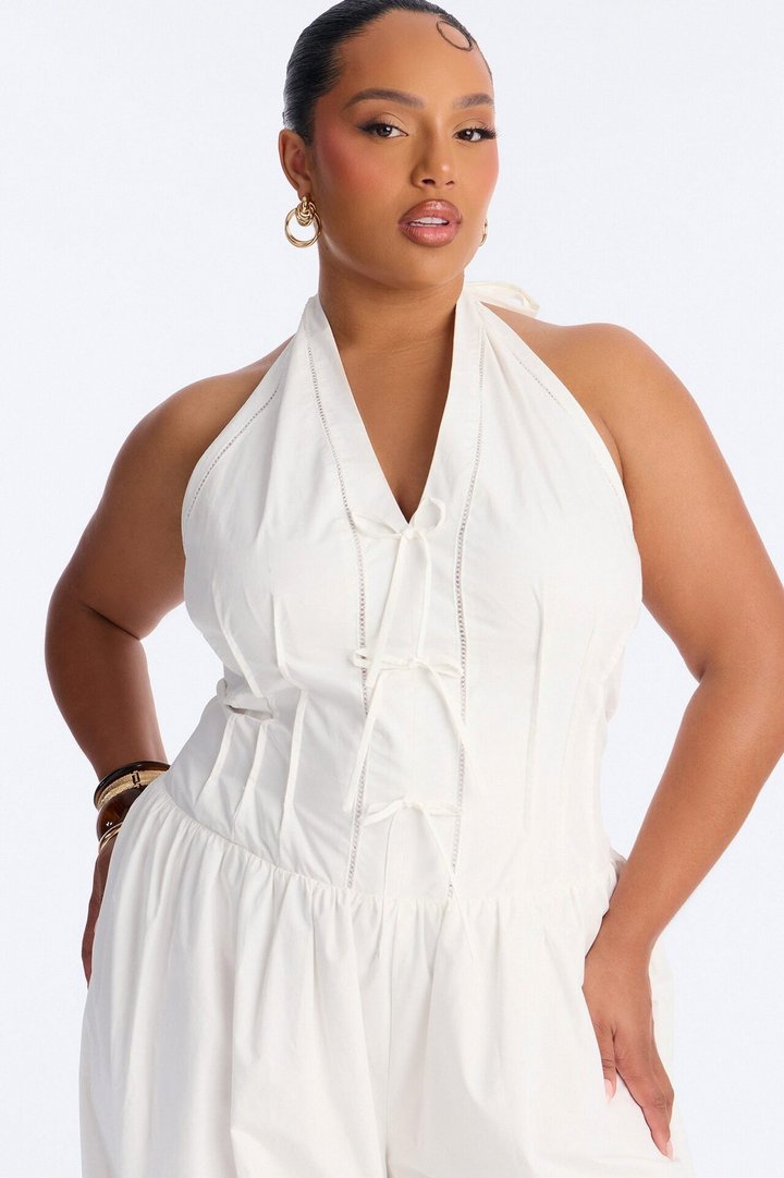 Countryside Cutie Poplin Jumpsuit - White