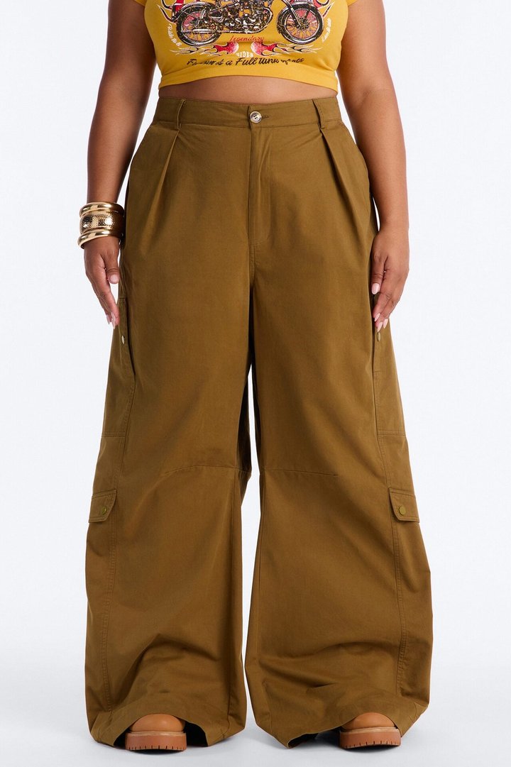 Lyla High Rise Wide Leg Cargo Pant 32″ - Olive