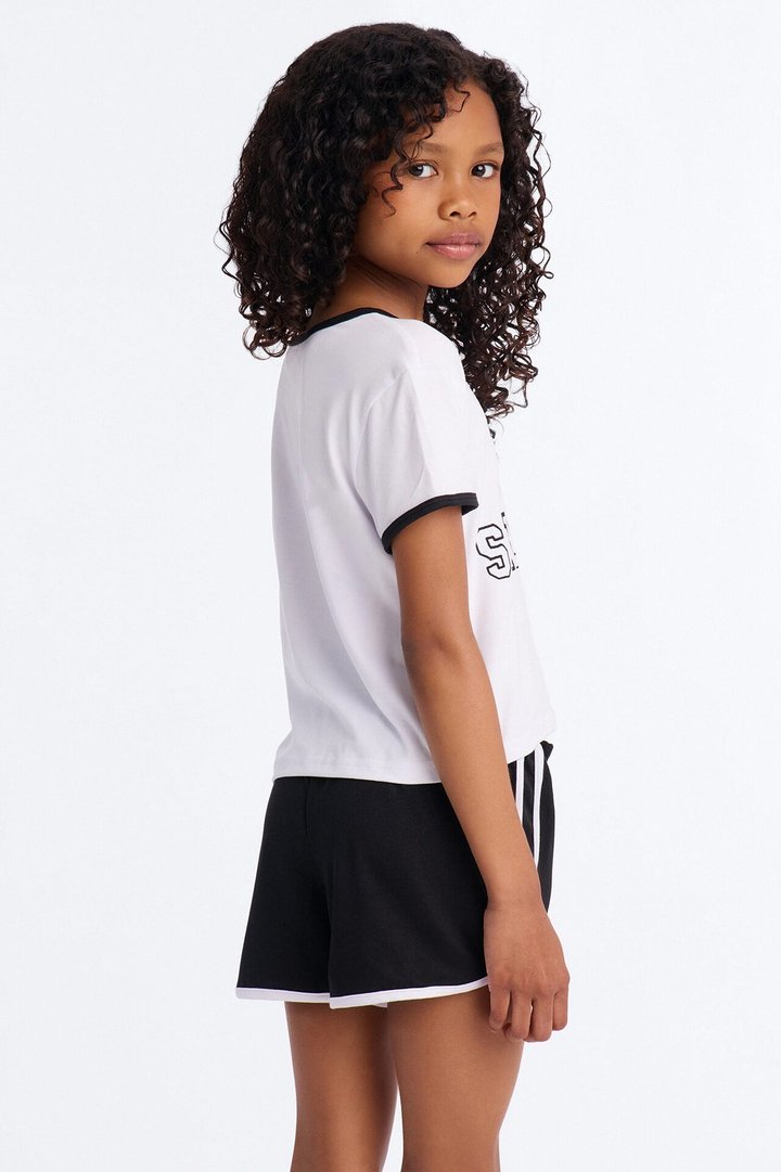 Mini I Heart Selfies Short Set - White/Black