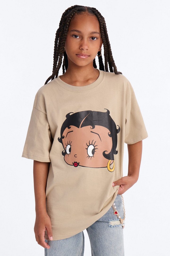 Mini Betty Boop Short Sleeve Tee - Sand