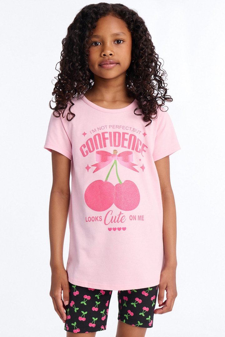 Mini Confidence Looks Cute On Me Bike Short Set - Pink/combo