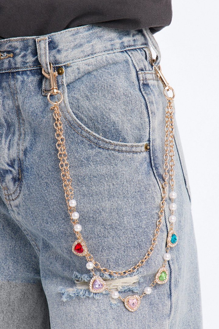 Mini Heart To Heart Layered Pant Chain - Gold