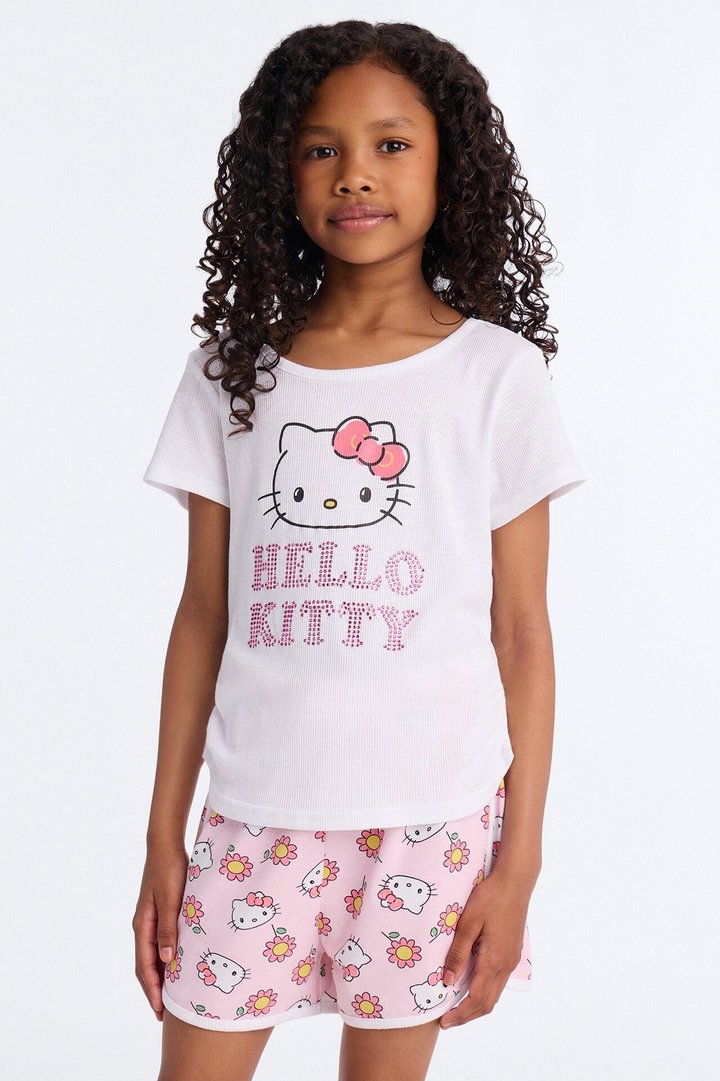 Mini Hello Kitty Fabulous Flowers Short Set - White/Pink