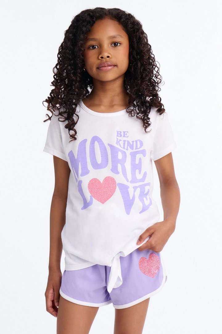 Mini More Love Short Set - White/combo