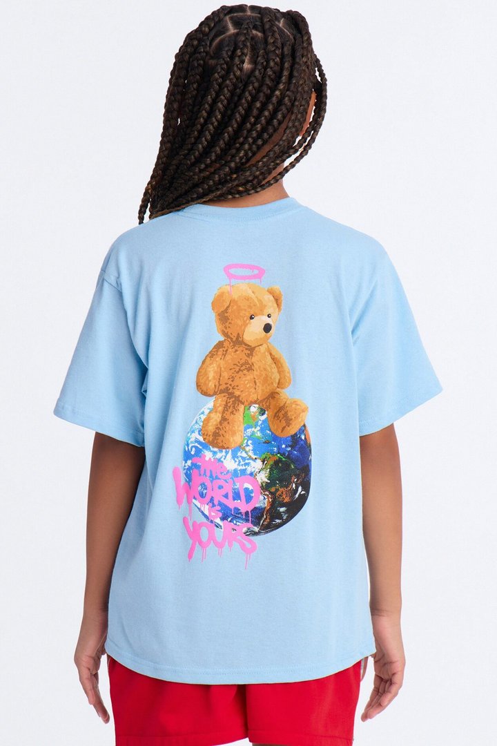 Mini This World Is Yours Short Sleeve Tee - Light Blue