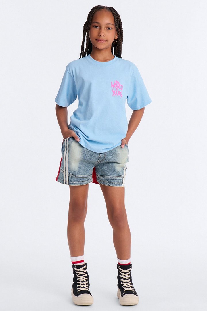 Mini See Me Shine Denim Shorts - Blue/combo