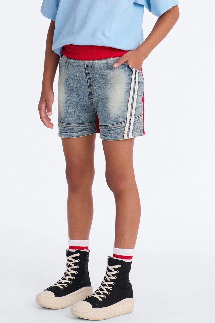 Mini See Me Shine Denim Shorts - Blue/combo