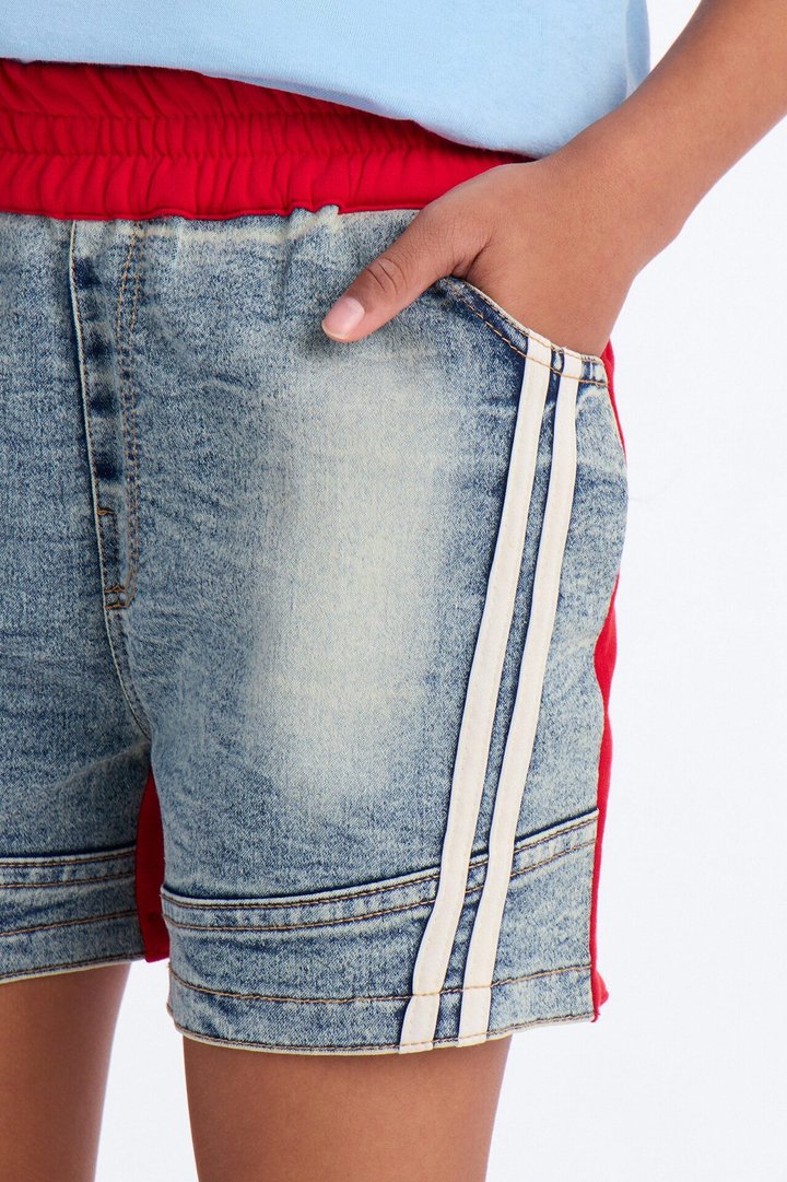 Mini See Me Shine Denim Shorts - Blue/combo