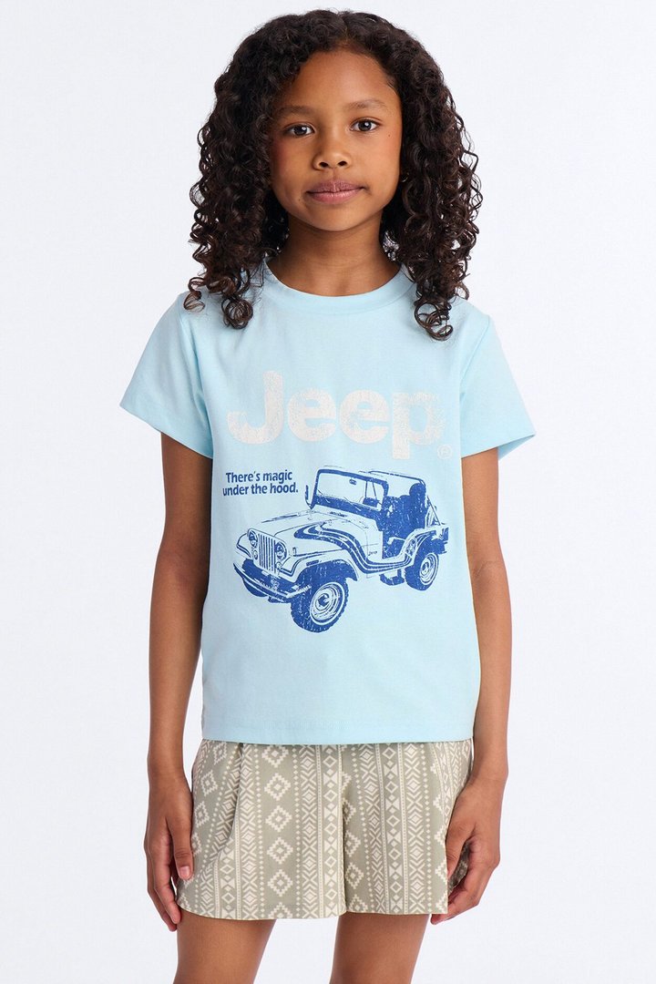 Mini Jeep Wrangler Baby Tee - Light Blue