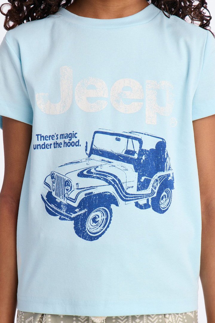 Mini Jeep Wrangler Baby Tee - Light Blue