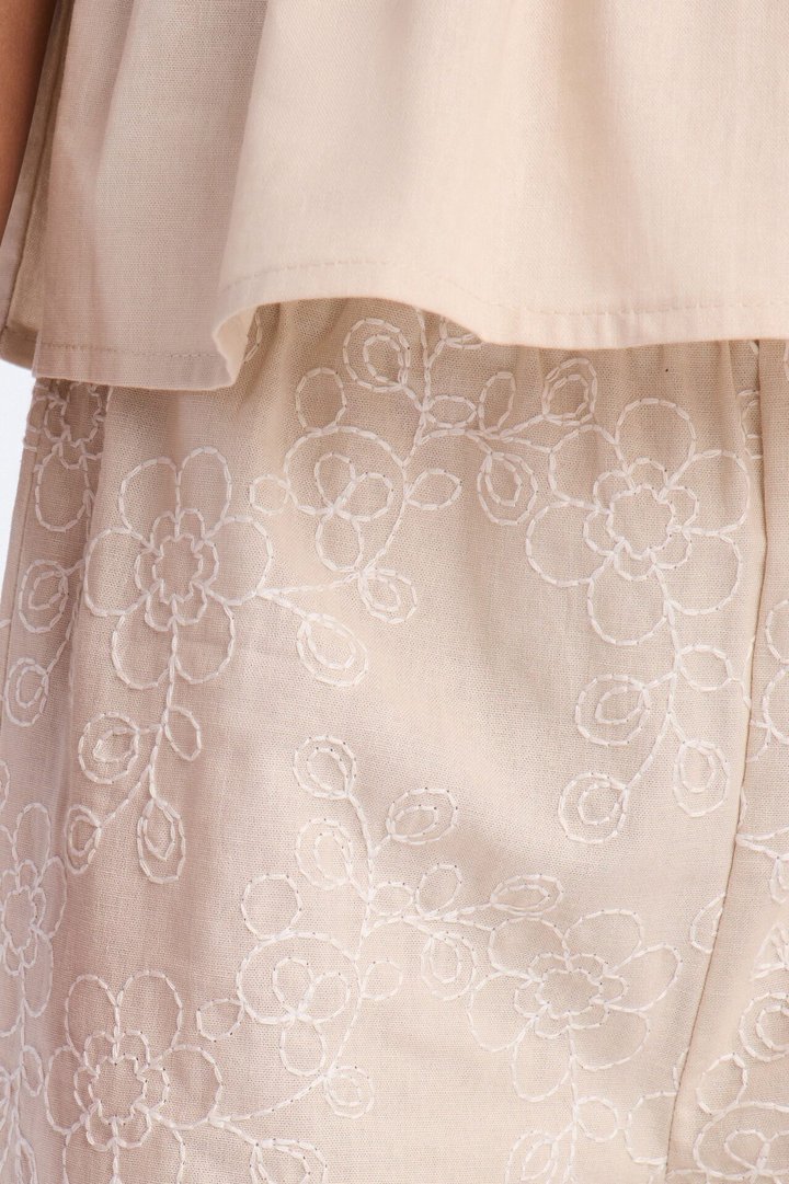 Mini Figure It Out Wide Leg Pant Set - Stone
