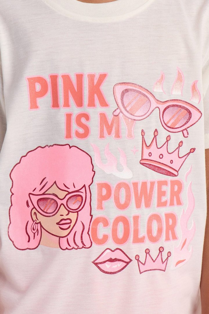 Mini Pink Is My Power Color Short Set - Pink/combo