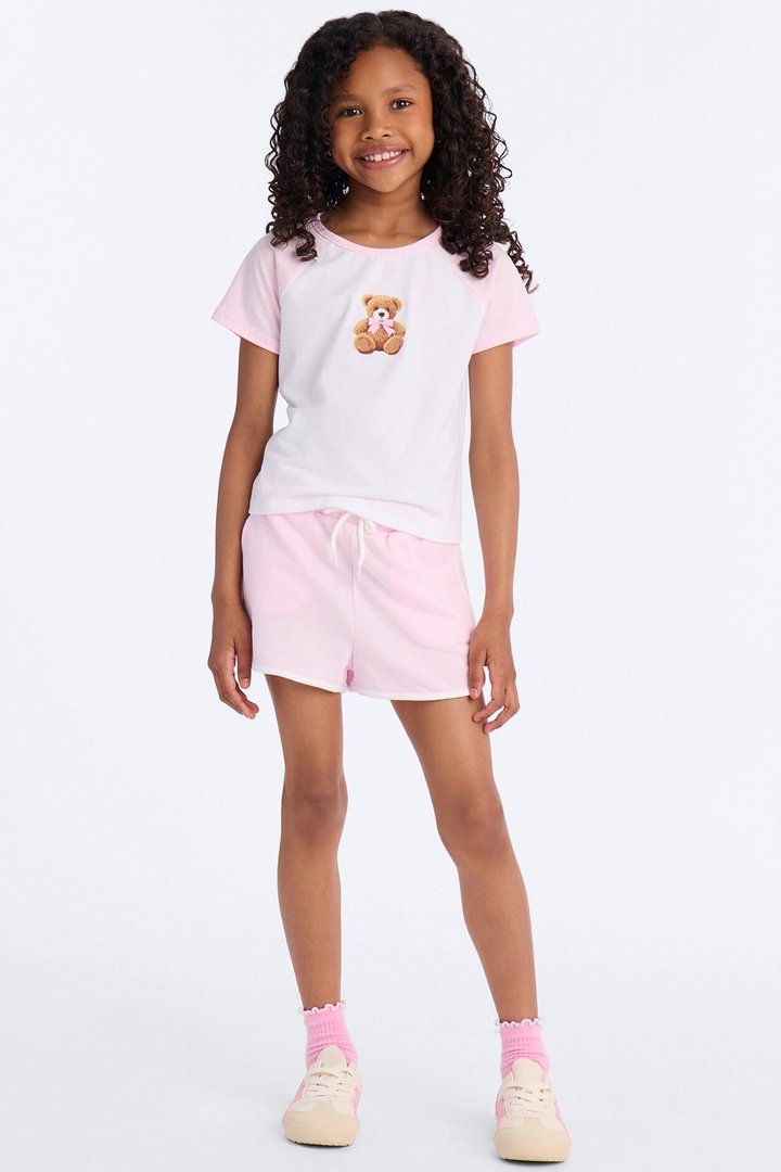Mini Beary Grateful Short Set - Pink/combo