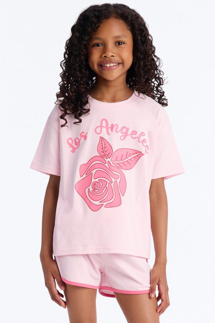 Mini Los Angeles Rose Short Set - Pink