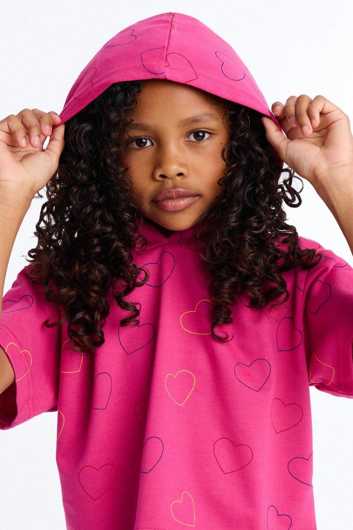 Mini Endless Hearts Skort Set - Hot Pink