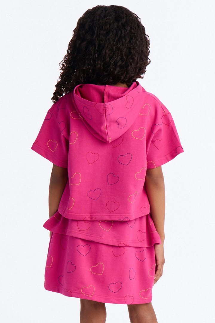 Mini Endless Hearts Skort Set - Hot Pink