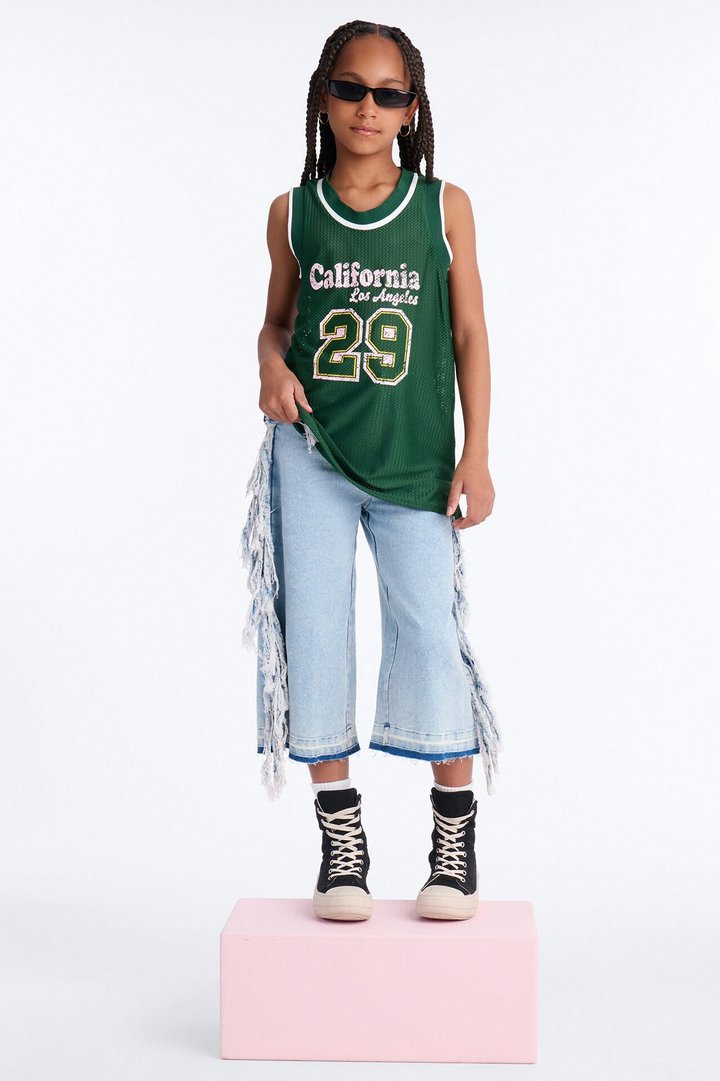 Mini On The Fringe Denim Jorts - Light Wash