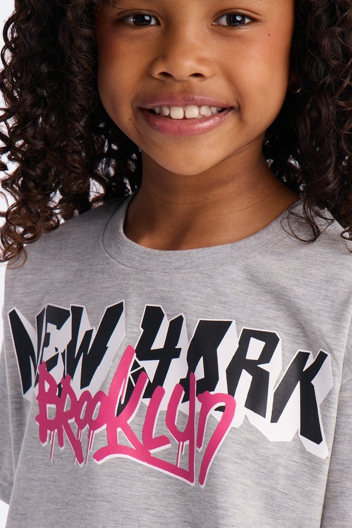 Mini Brooklyn Things Short Set - Heather Grey