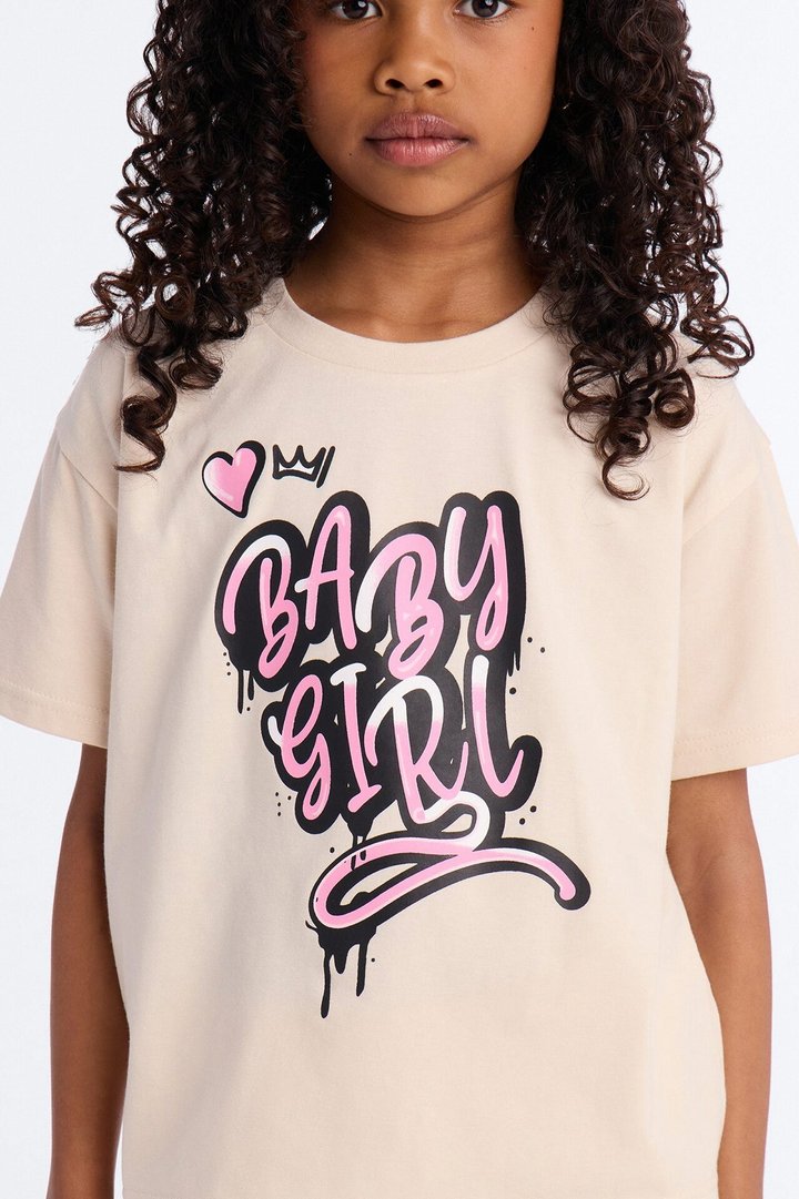 Mini Baby Girl Forever Short Set - Sand