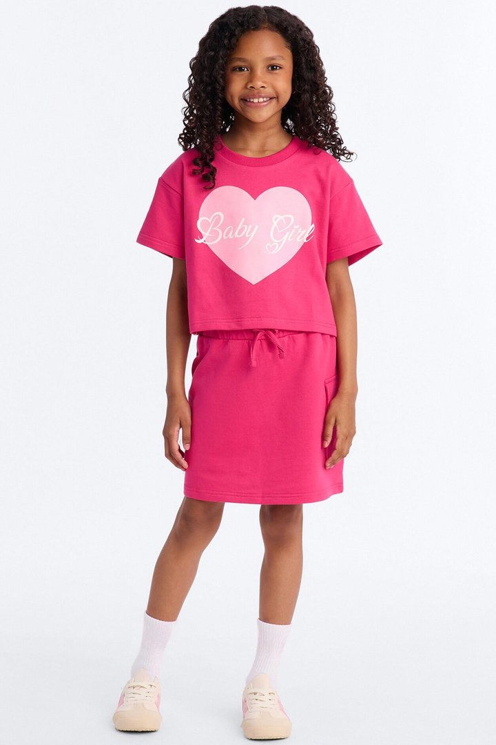Mini Baby Girl Skort Set - Hot Pink