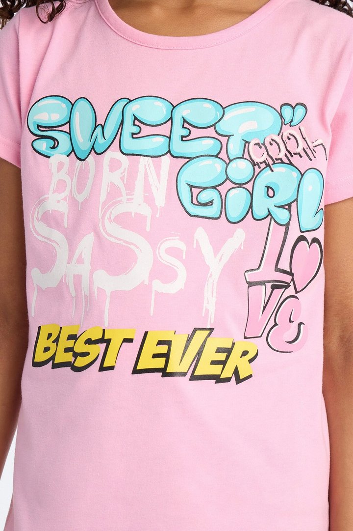 Mini Sweet Girl Short Set - Pink/combo