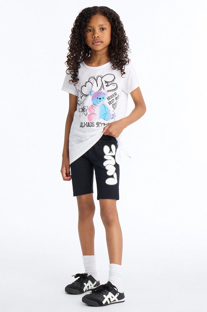 Mini Believe In Love Bike Short Set - White/Black