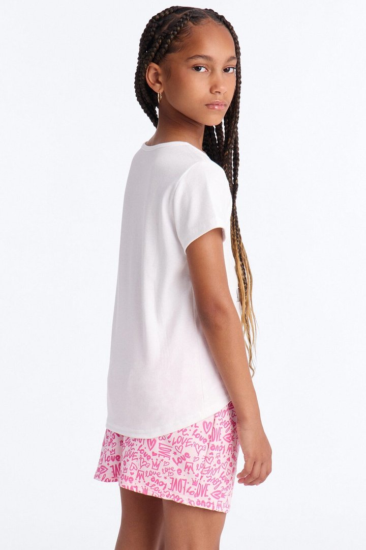Mini The Bear With Attitude Short Set - White/Pink