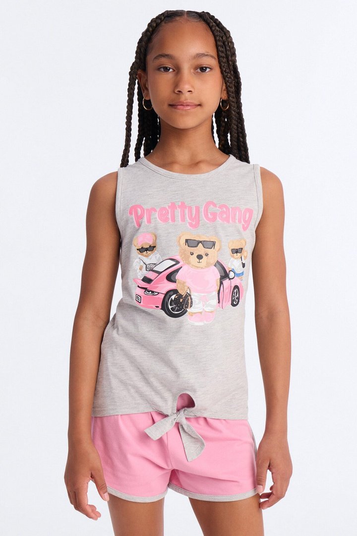 Mini Pretty Gang Short Set - Heather/Combo