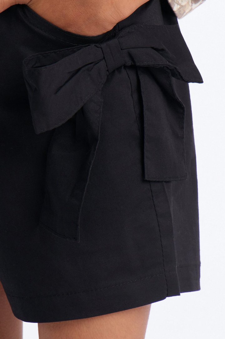 Mini Jackie Bow Poplin Short - Black