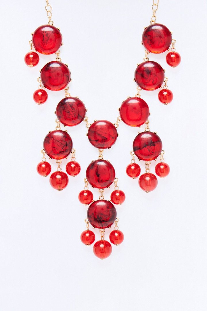 Zamaria Jeweled Layered Necklace - Gold/Red
