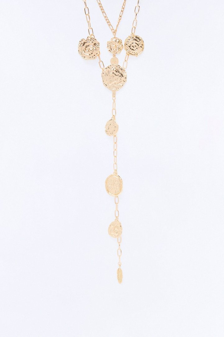 Aura And Charm Lariat Necklace - Gold