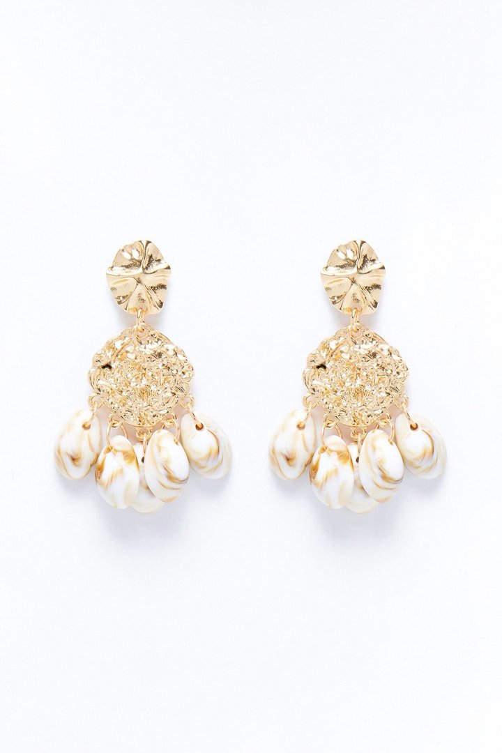 Shell Sprinkles Drop Earrings - Gold