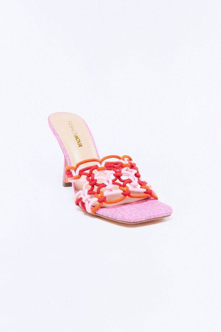 Rosetta Braided Strap Heels - Red