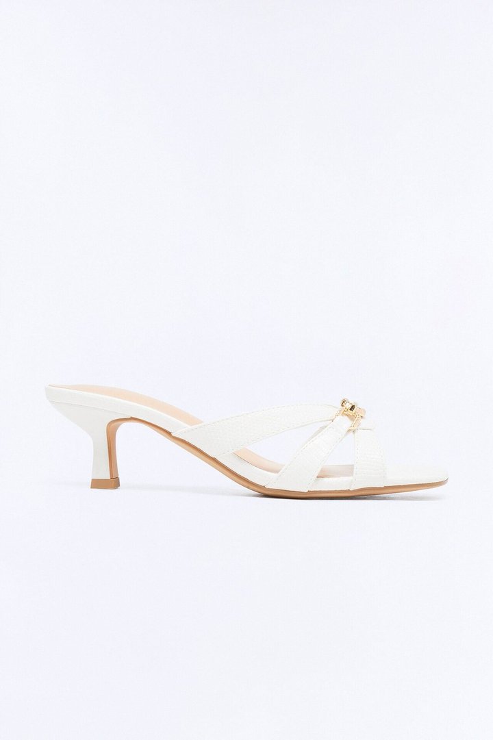 Corinne Kitten Heel Mules - Bone