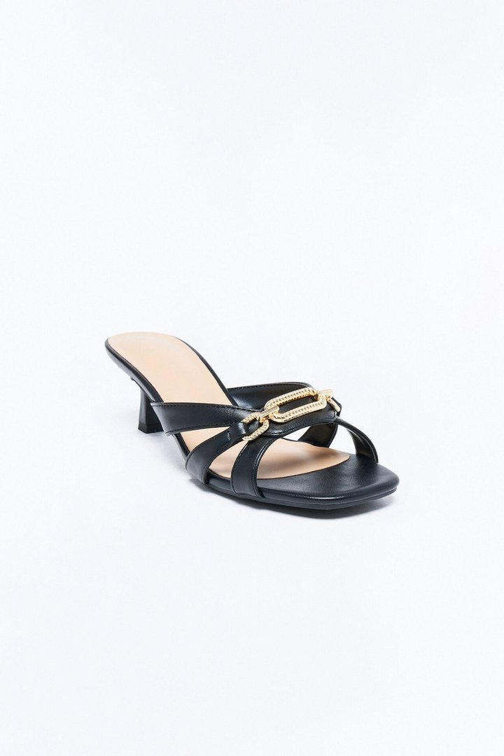 Corinne Kitten Heel Mules - Black