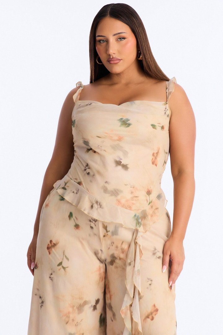 Paige Chiffon Floral Jumpsuit - Peach