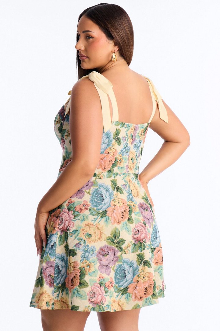 Willow Tie Shoulder Jacquard Mini Dress - Natural/Combo