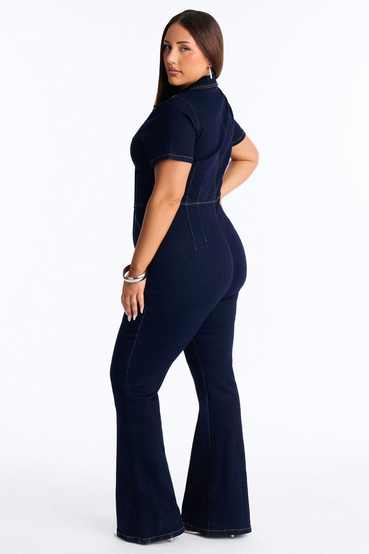 Can't Be Tamed Denim Jumpsuit - Dark Wash