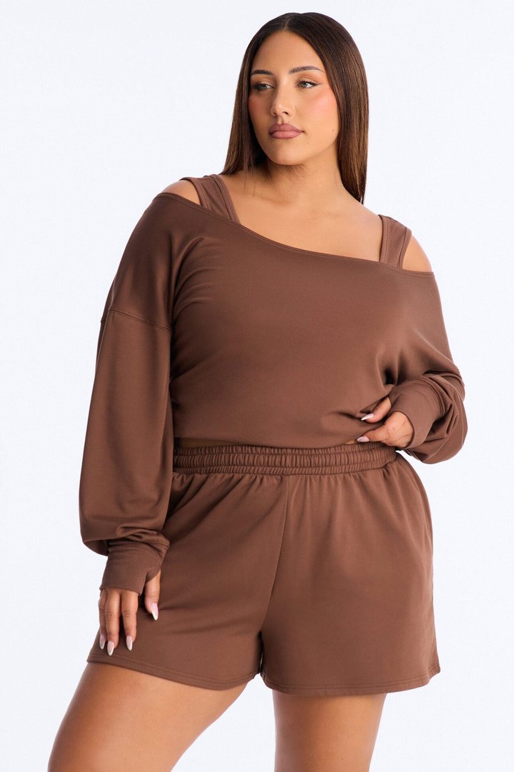 Finley Fleece Short Set - Chocolate