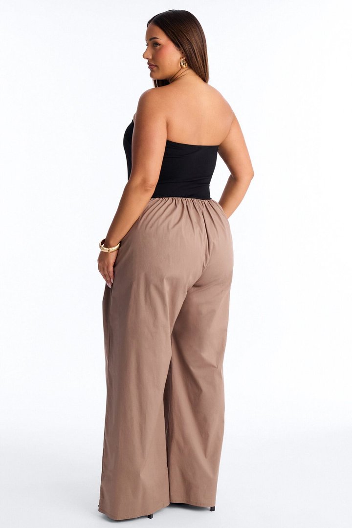 Sunday Walks Strapless Poplin Jumpsuit - Mocha